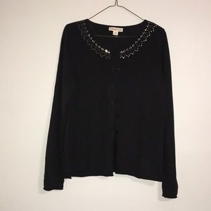 Coldwater Creek Embellished Silk Cardigan Sweater